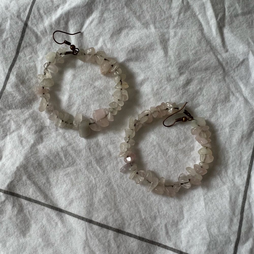 Rose Quartz Hoop Earrings